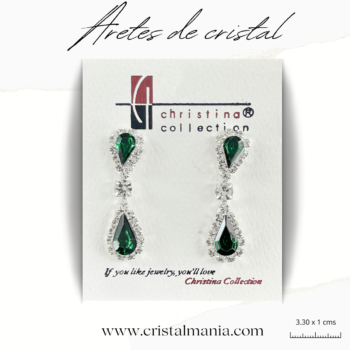 Aretes de noche plateados con cristal verde 3.30 x 1 cms. Elegir los aretes adecuados puede transformar por completo tu atuendo nocturno, añadiendo un toque de sofisticación y elegancia. Al elegir tus aretes, considera el estilo de tu vestido y el peinado que llevarás para asegurarte de que todo el conjunto esté en armonía. ¡Disfruta de tu noche con el brillo perfecto!