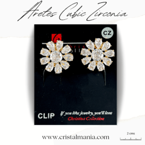 Aretes de noche dorados cristal cubic zirconia blanco 2 cms. Elegir los aretes adecuados puede transformar por completo tu atuendo nocturno, añadiendo un toque de sofisticación y elegancia. Al elegir tus aretes, considera el estilo de tu vestido y el peinado que llevarás para asegurarte de que todo el conjunto esté en armonía. ¡Disfruta de tu noche con el brillo perfecto!