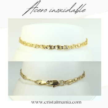 Pulsera dorada en acero inoxidable delgadita. Las pulseras  son un accesorio que combina elegancia y funcionalidad. Este diseño en particular, ofrece un estilo moderno y sofisticado que se adapta a cualquier ocasión.
