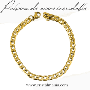 Pulsera dorada en acero inoxidable . Las pulseras  son un accesorio que combina elegancia y funcionalidad. Este diseño en particular, ofrece un estilo moderno y sofisticado que se adapta a cualquier ocasión.