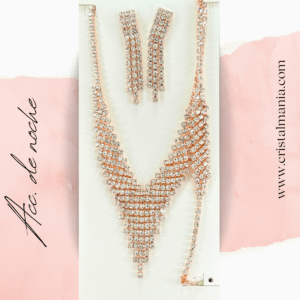 Collar, aretes y pulsera rose gold * oro rosado * de cristal blanco Christina Collection. Juego de collares y aretes perfecto para acompañar un vestido de noche puede transformar completamente tu look, haciéndote destacar en cualquier evento. Accesorios de noche para tu vestido de noche.