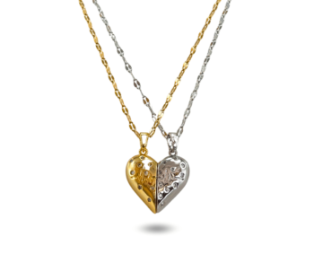 2 Collares con diijes de corazón, collares para parejas en acero inoxidable. Los collares con dijes de corazón son un accesorio clásico y atemporal que nunca pasa de moda. Estos collares son perfectos para expresar amor, cariño y afecto, y son un regalo ideal para cualquier ocasión especial