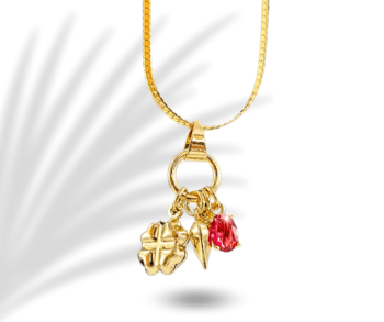 Collar con diijes de corazón, trebol 4 hojas y cristales rojos en acero inoxidable. Los collares con dijes de corazón son un accesorio clásico y atemporal que nunca pasa de moda. Estos collares son perfectos para expresar amor, cariño y afecto, y son un regalo ideal para cualquier ocasión especial