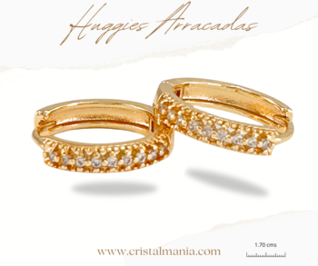 Arracadas huggies doradas acero inoxidable cristales 1.70 cms