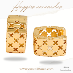 Arracadas huggies doradas acero inoxidable cristales 1.50 cms, Arracadas, aros acero inoxidable pequeños aretes de aro hipoalergénico Huggies aros color oro para mujer
