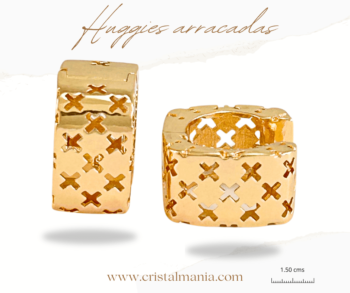 Arracadas huggies doradas acero inoxidable cristales 1.50 cms, Arracadas, aros acero inoxidable pequeños aretes de aro hipoalergénico Huggies aros color oro para mujer