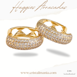 Arracadas huggies doradas acero inoxidable cristales 2 cms, Arracadas, aros acero inoxidable pequeños aretes de aro hipoalergénico Huggies aros color oro para mujer