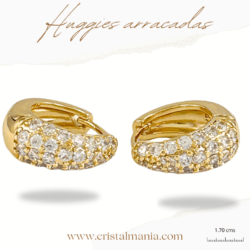 Arracadas huggies doradas acero inoxidable cristales 1.70 cms, Arracadas, aros acero inoxidable pequeños aretes de aro hipoalergénico Huggies aros color oro para mujer, Joyería para Mujer Ideal como Regalos para Mujer Cumpleaños y Regalos para Mamá Originales