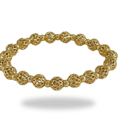 Pulsera elastica con bolitas doradas en acero inoxidable - Las pulseras de acero inoxidable se han convertido en un accesorio de moda imprescindible en la actualidad. Su popularidad se debe a varias razones, entre las cuales destacan su durabilidad, resistencia al desgaste y, por supuesto, su apariencia elegante y moderna.