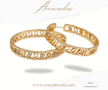 Arracadas doradas acero inoxidable con cristales de 4 cms, Arracadas, aros acero inoxidable grandes aretes de aro hipoalergénico, aros color oro para mujer, Joyería para Mujer Ideal como Regalos para Mujer Cumpleaños y Regalos para Mamá Originales