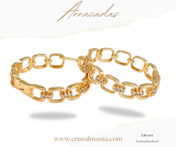 Arracadas doradas acero inoxidable con cristales de 3.80 cms, Arracadas, aros acero inoxidable grandes aretes de aro hipoalergénico, aros color oro para mujer, Joyería para Mujer Ideal como Regalos para Mujer Cumpleaños y Regalos para Mamá Originales