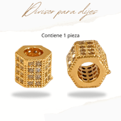 Separador para dijes dorado, acero inoxidable con cristales
