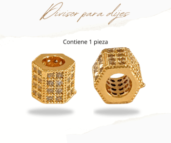 Separador para dijes dorado, acero inoxidable con cristales