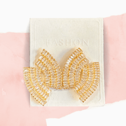Aretes pegados a la oreja dorados con cristales para mujer para vestidos de noche, aretes para fiestas, aretes de noche dorados