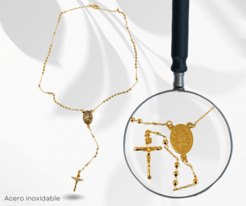 Rosario dorado con la Virgen de Guadupe y una cruz,  joyeria religiosa, joyería católica, regalos para primera comunión, regalo para bautizo o comunión. "Una guía para tu oración diaria, un refugio en la fe"