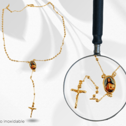 Rosario dorado con la Virgen de Guadupe y una cruz,  joyeria religiosa, joyería católica, regalos para primera comunión, regalo para bautizo o comunión. "Una guía para tu oración diaria, un refugio en la fe"