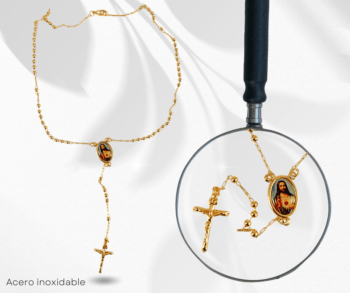 Rosario dorado con la Virgen de Guadupe y una cruz,  joyeria religiosa, joyería católica, regalos para primera comunión, regalo para bautizo o comunión. "Una guía para tu oración diaria, un refugio en la fe"