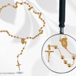 Rosario dorado con Virgen de Guadalupe y una cruz,  joyeria religiosa, joyería católica, regalos para primera comunión, regalo para bautizo o comunión. "Una guía para tu oración diaria, un refugio en la fe"