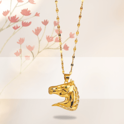 Collar con dije de caballo, joyeria vaquera en acero inoxidable, collares vaqueros para mujer con dijes de caballos, dijes dorados de caballos