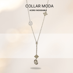 Collar con dijes de moda plateado, accesorios mujer joyeria acero inoxidable. Bisuteria de moda para mujer, moda 2025