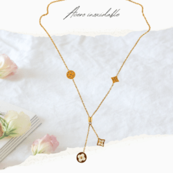 Collar con dijes de moda dorado, accesorios mujer joyeria acero inoxidable. Bisuteria de moda para mujer, moda 2025