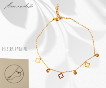 Pulsera para pies, pulso para tobillos de mujeres en dorado con adornos moda,  pulsera para pie de mujer