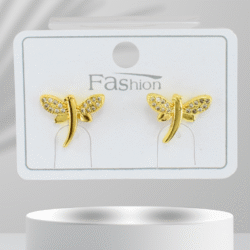 Aretes dorados acero inoxidable en forma de libeluas con cristales