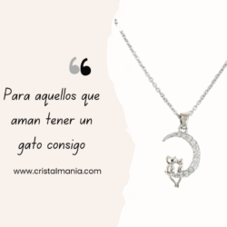 Collar rodio plateado con cristales de cubic zirconia en forma de luna con 2 gatos, exquisito. Este elegante collar es la pieza perfecta para añadir un toque de sofisticación a cualquier atuendo. Diseñado con una delicadeza exquisita, este collar de rodio con cristal de cubic zirconia está destinado a ser un accesorio imprescindible en tu colección de joyas.