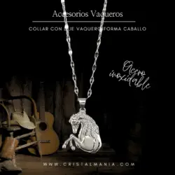 Collar vaquero con dije de caballo, joyeria vaquera en acero inoxidable.  La moda vaquera ha sido una tendencia duradera que combina la rusticidad del campo con un estilo elegante y contemporáneo, Ideal para aquellas que buscan un look distintivo y lleno de personalidad.