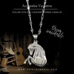 Collar vaquero con dije de caballo, joyeria vaquera en acero inoxidable.  La moda vaquera ha sido una tendencia duradera que combina la rusticidad del campo con un estilo elegante y contemporáneo, Ideal para aquellas que buscan un look distintivo y lleno de personalidad.