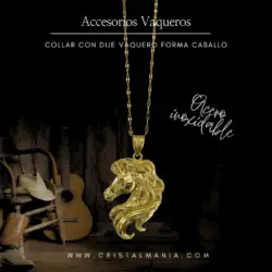 Collar vaquero con dije de caballo dorado, joyeria vaquera en acero inoxidable .  La moda vaquera ha sido una tendencia duradera que combina la rusticidad del campo con un estilo elegante y contemporáneo, Ideal para aquellas que buscan un look distintivo y lleno de personalidad.