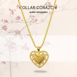 Collar dorado con dije en forma de corazón con cristales en acero inoxidable. Las joyas con corazones son un clásico en el mundo de la moda y la joyería. Estos accesorios no solo destacan por su belleza, sino también por el simbolismo que llevan consigo. El corazón es un emblema universal del amor, la pasión y la conexión emocional, lo que hace que las joyas con esta forma sean un regalo perfecto para expresar sentimientos profundos.