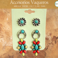 Aretes vaqueros 3 pares entre 1.50 y 3.20 cms  🔥 Aretes únicos para un estilo auténtico Resalta tu estilo con estos aretes vaqueros, ideales para mujeres con espíritu libre y auténtico. Su diseño combina el encanto rústico del estilo western con toques modernos que los hacen perfectos para cualquier ocasión. Ligeros, cómodos y llenos de personalidad, son el accesorio ideal para completar tu look boho, country o casual con un toque original.