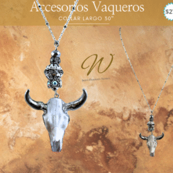 Collar largo 30" craneo de toro "piedras semi preciosas" 🦬 Accesorio vaquero que no pasa desapercibido. Este collar vaquero con dije western es el accesorio perfecto para mujeres con alma libre y espíritu fuerte. Cada detalle refleja tu conexión con la vida del campo y el estilo del viejo oeste.