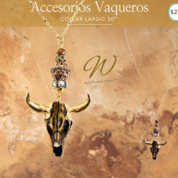 Collar largo 30" craneo de toro "piedras semi preciosas" 🦬 Accesorio vaquero que no pasa desapercibido. Este collar vaquero con dije western es el accesorio perfecto para mujeres con alma libre y espíritu fuerte. Cada detalle refleja tu conexión con la vida del campo y el estilo del viejo oeste.
