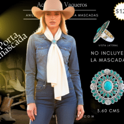 Porta mascadas 🤠 Dale un toque western a tu look con estilo. est 87095 (no incluye la mascada). Luce auténtica y con estilo con este porta mascadas vaquero ajustable en color turquesa. Ideal para complementar tus outfits western o boho, su diseño combina funcionalidad con un toque elegante y rústico. Fácil de ajustar y cómodo de llevar, es el accesorio perfecto para darle personalidad a tu mascada o pañuelo favorito.