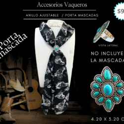 Porta mascadas 💎 Elegancia vaquera en cada detalle. (no incluye la mascada). Luce auténtica y con estilo con este porta mascadas vaquero ajustable en color turquesa. Ideal para complementar tus outfits western o boho, su diseño combina funcionalidad con un toque elegante y rústico. Fácil de ajustar y cómodo de llevar, es el accesorio perfecto para darle personalidad a tu mascada o pañuelo favorito.