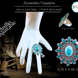 Dale un toque auténtico y lleno de estilo a tu look con este anillo vaquero ajustable en tono turquesa. Inspirado en el espíritu del viejo oeste, su diseño artesanal combina detalles metálicos con piedras turquesa que evocan libertad, fuerza y elegancia rústica. Su tamaño ajustable lo hace ideal para cualquier dedo, brindándote comodidad sin sacrificar estilo. Perfecto para complementar outfits boho, country o simplemente destacar con un accesorio único y llamativo.