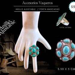 Dale un toque auténtico y lleno de estilo a tu look con este anillo vaquero ajustable en tono turquesa. Inspirado en el espíritu del viejo oeste, su diseño artesanal combina detalles metálicos con piedras turquesa que evocan libertad, fuerza y elegancia rústica. Su tamaño ajustable lo hace ideal para cualquier dedo, brindándote comodidad sin sacrificar estilo. Perfecto para complementar outfits boho, country o simplemente destacar con un accesorio único y llamativo.