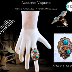 🔄 Ajustable y cómodo para cualquier mano. Luce auténtica y con estilo con este anillo vaquero ajustable en color turquesa. Su diseño femenino y rústico es ideal para destacar tu look boho o country. Cómodo, llamativo y hecho para mujeres con alma libre.