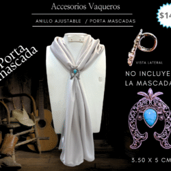 Porta mascadas 🤠 Dale un toque western a tu look con estilo. (no incluye la mascada). Luce auténtica y con estilo con este porta mascadas vaquero ajustable en color turquesa. Ideal para complementar tus outfits western o boho, su diseño combina funcionalidad con un toque elegante y rústico. Fácil de ajustar y cómodo de llevar, es el accesorio perfecto para darle personalidad a tu mascada o pañuelo favorito.