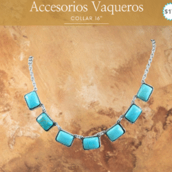 Collar ajustable con turquesas ✨ complementa tu look country. Luce un estilo auténtico con este collar vaquero decorado con piedra turquesa. Su diseño rústico y elegante es ideal para resaltar cualquier look boho o country. Un accesorio vibrante que refleja fuerza, libertad y belleza natural.