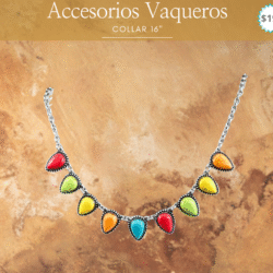 Collar ajustable con turquesas ✨ complementa tu look country. Luce un estilo auténtico con este collar vaquero decorado con piedra turquesa. Su diseño rústico y elegante es ideal para resaltar cualquier look boho o country. Un accesorio vibrante que refleja fuerza, libertad y belleza natural.