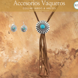 Collar largo con aretes con turquesas 🌵 Autenticidad y estilo en un solo accesorio. Luce un estilo auténtico con este collar vaquero decorado con piedra turquesa. Su diseño rústico y elegante es ideal para resaltar cualquier look boho o country. Un accesorio vibrante que refleja fuerza, libertad y belleza natural.