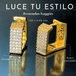 Arracadas cuadradas doradas de acero inoxidable, resistentes, ligeras y elegantes. Perfectas para cualquier outfit 1.50 x 0.60 cms