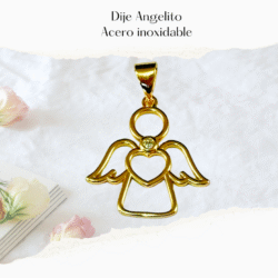 Dije dorado Angel acero inoxidable, Detalles que enamoran