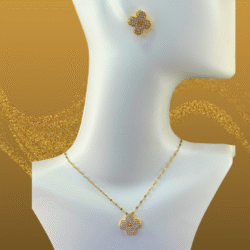 Collar y aretes dorados de acero inoxidable, Elegancia que dura