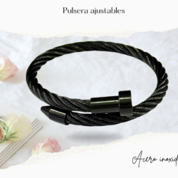 Pulso clavo. Pulsera de acero inoxidable ajustable negra forma clavo Luce pulseras de moda en acero inoxidable, resistentes al uso diario y con diseños que elevan cualquier outfit. Ideales para regalar o para uso diario. Diseños actuales en acero inoxidable para lucir increíble. Moda que resiste tu ritmo. Pulseras minimalistas, modernas y atemporales. Menos cuidado, más estilo. #cristalmania