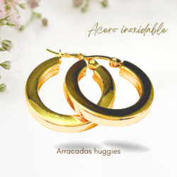 Arracadas doradas de acero inoxidable, Huggies el toque ideal