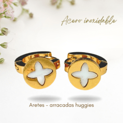 Arracadas doradas de acero inoxidable, Huggies chicos